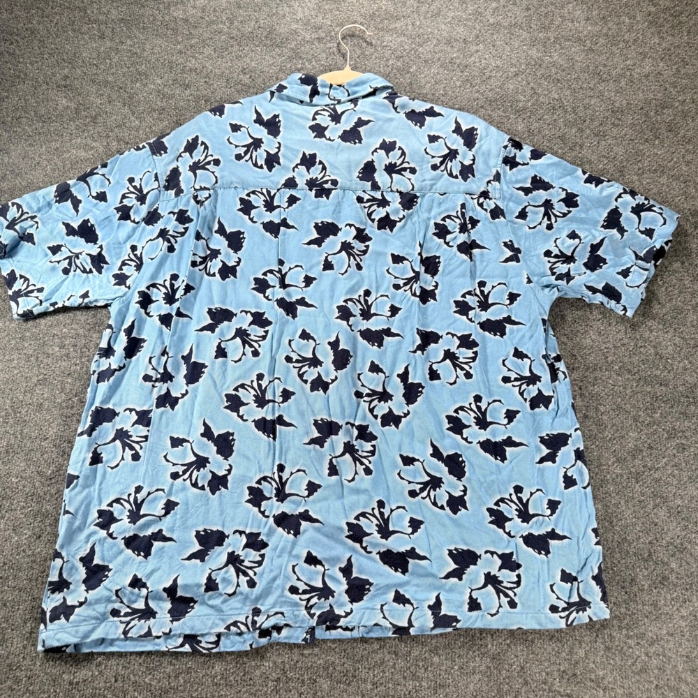 Vintage Guess Jeans Hawaiian Shirt XL Blue Floral Rayon Button Down Mens Y2K 90s - Picture 2 of 7